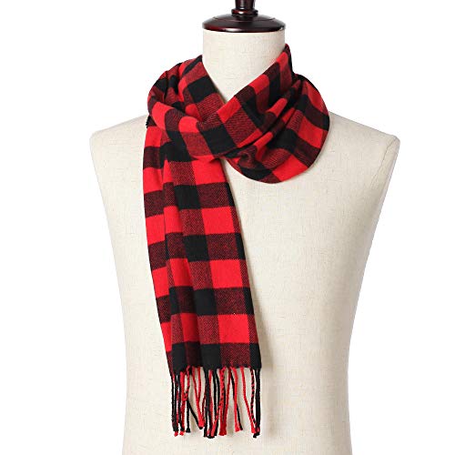 Betterline Cashmere Feel Buffalo Check Plaid Red And Black Warm Winter Fashion Scarf (76 X 13 Inch) For Women And Men #TOP2