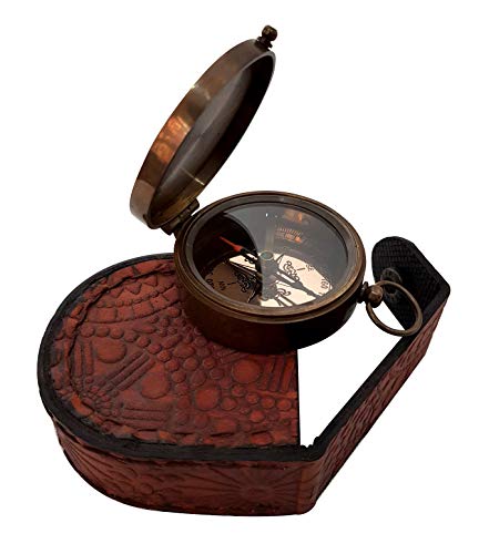 Brújula Náutica Vintage de Latón Sólido y Cuero con Estuche miniatura 6