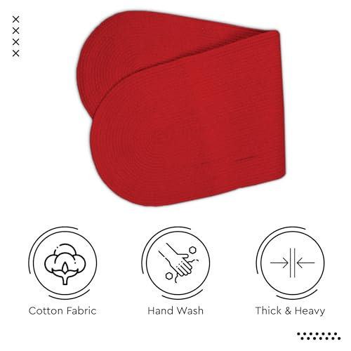 Image of Encasa XO Table Runner for 4 Seater | Handmade Ribbed Style Cotton | 30x137 cm | Red | for Dining & Center Table