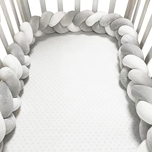 Aocase Tour de Lit Tresse Coussin Doux Noeud Oreiller Protection Contre Les Lits Bébé 3 Brins Serpent de Lit Tressé Idéal comme Lit de Voyage Bébé Beau Velours Cuddle Nid,F,3m Cover