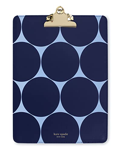 Kate Spade New York Blue Clipboard with Low Profile Clip, Cute Clipboard Holds Letter Size Paper, Joy Dot