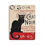 Chat Noir - Cartel retro de metal para decoración de pared, bar, bar, decoración de pared, póster retro de 12 x 16 pulgadas (30 x 40 cm)