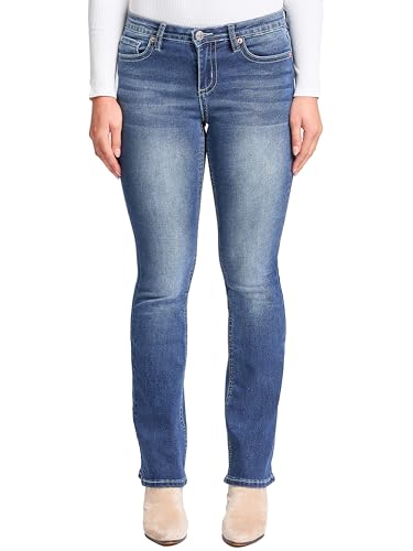 YMI Women's Mid Rise Clean Hem Premium Stitch Bootcut Jeans