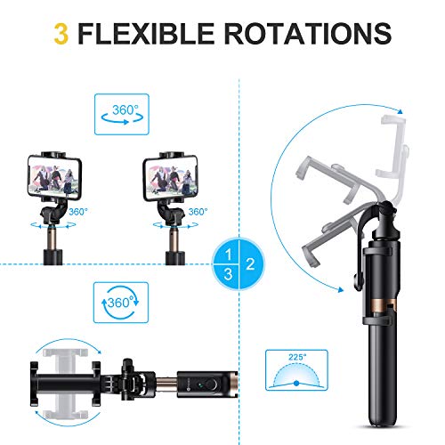 Humixx 4-in-1 Selfie Stick Tripod Professional Pocket Lightweight Heavy Duty Aluminum Tripod Stand with Bluetooth Remote Shutter Compatible with iPhone Samsung Android Cellphone Camera GoPro - Thumbnail 3