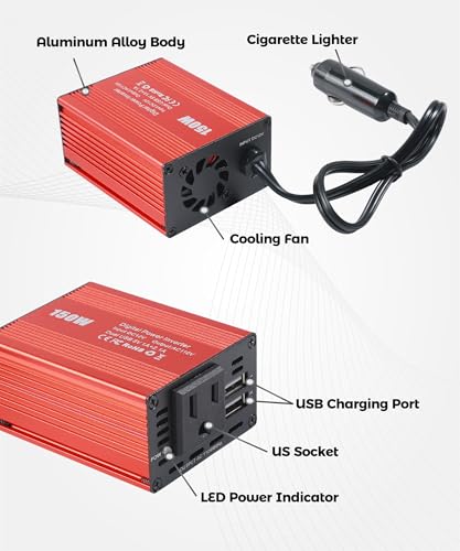 UNLRAE Power Inverters for Vehicles,Car Accessories,150W Car Power Inverters with 3.1A Dual USB,12V DC to 110V AC Converter Vehicle Adapter,Suitable for Most Cars,RVs,Trucks and More - Thumbnail 7