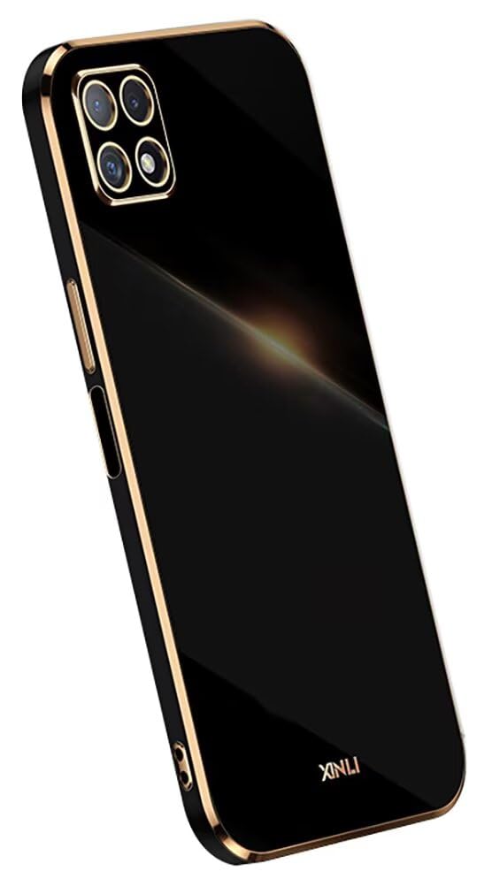 Topme Funda de Silicona para Samsung Galaxy Note10 Lite/Galaxy A81 (6.7' Inches), [ Carcasa Case de Teléfono Estilo Borde Dorado] - Negro
