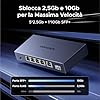 UGREEN Switch Ethernet 5 Porte 2.5G e 1 Porta 10G SFP+ Non Gestiti Alloggiamento in Metallo Protezione dai Fulmini 4KV Compatibile con PC, NAS e Fotocamera
