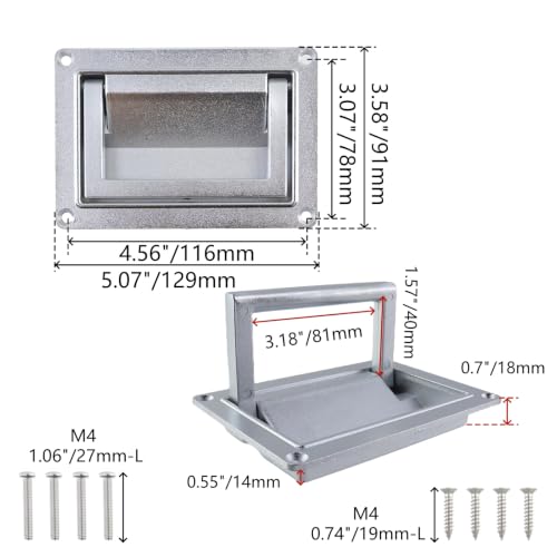 Image of Bitray Recessed Pull Handle 5.07 inch /129mm Zinc Alloy for Deck Hatch - Silver