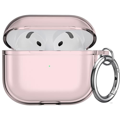 USTIYA Capa para Apple AirPods 4 Capa AirPods4 2024 Absorção de Choque Transparente TPU Espessamento (Rosa)