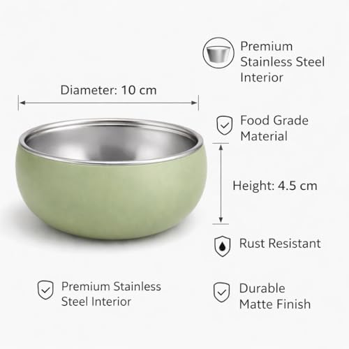 Image of Premium Stainless Steel Baby Feeding Bowl with Soft Silicone Cover | Non-Slip Grip, BPA Free & Food-Grade | Safe Feeding Bowl for Infants & Toddlers | Durable, Easy to Clean (Sage Green)