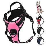 Arnés Antiescape y Antitirones para Perros Medianos y Grandes, Arnés Ajustable con Tela Transpirable y Asa de Control, Ideal para Adiestramiento y Paseos (Rosa, L)
