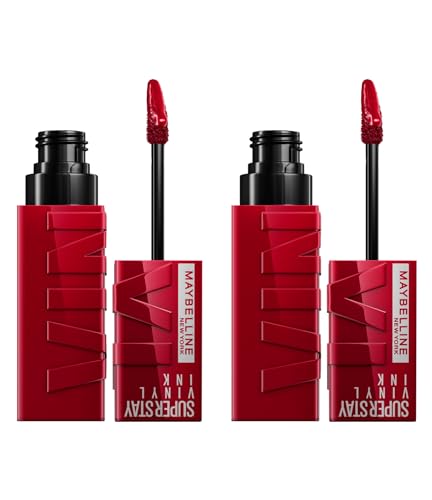 Maybelline Pintura de labios de vinilo SuperStay de Nueva York con efecto de vinilo brillante y una duración de hasta 16 horas. Fórmula sin decoloración, color 55 Royal – 2 pintalabios