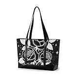 Maletín profesional gótico negro rosa con cremallera bolsa de 14 pulgadas para oficina con bolsos secretos para mujer