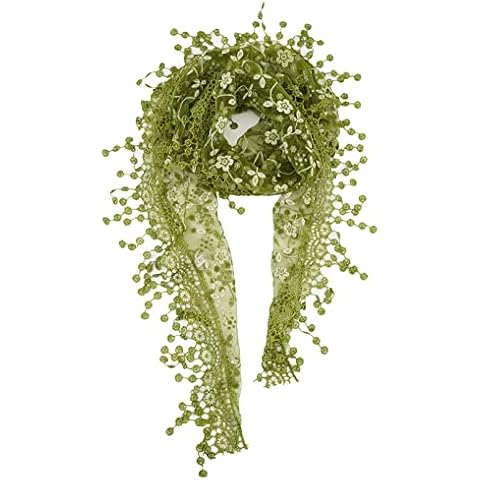 YOUR SMILE Lightweight Soft Leaf Lace Fringes Triangular Floral Fashion Towel Scarf Wrap for Women (Green) Cover