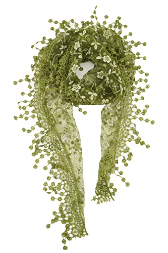 YOUR SMILE Lightweight Soft Leaf Lace Fringes Triangular Floral Fashion Towel Scarf Wrap for Women