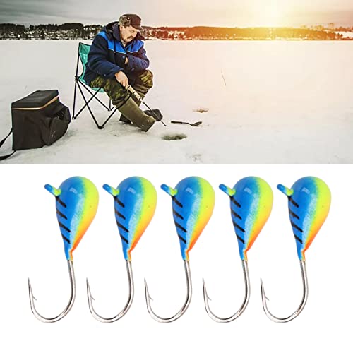 5 Pcs Ice Fishing Jigs Kit 5Mm Ice Fishing Perch Hooks High Carbon Steel Lures For Bass Perch Crappie Micro #TOP2