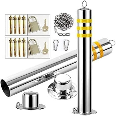 TIST Parking Guardrails Stainless Steel Bollard Post Parking Barrier Parking for Lane Security 2 Parking Post and 5m Warning Chain