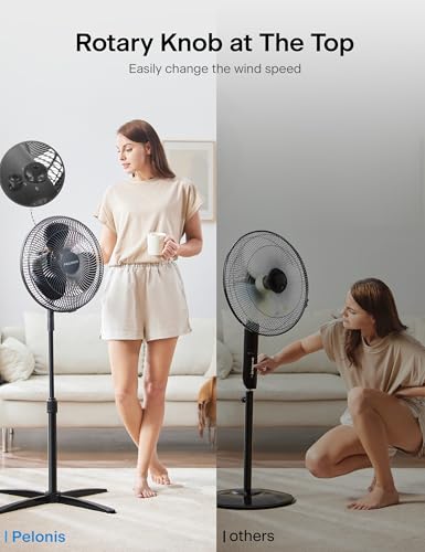 image for PELONIS 16 inch Pedestal Fan for Bedroom , Oscillating Fan, 3-Speeds, 
