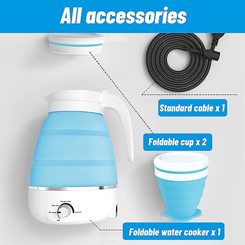 Tetera Eléctrica Plegable 600ml con 2 Vasos Plegables Azul miniatura 5