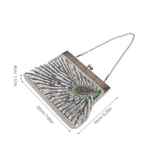Sac de soirée paon argenté l'accessoire idéal pour banquet et gala