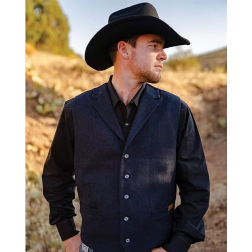 Image of OUTBACK TRADING Men's Jessie Vest | Lightweight Button Down Wool Western Outdoor Vest with Adjustable Back Slide Belt