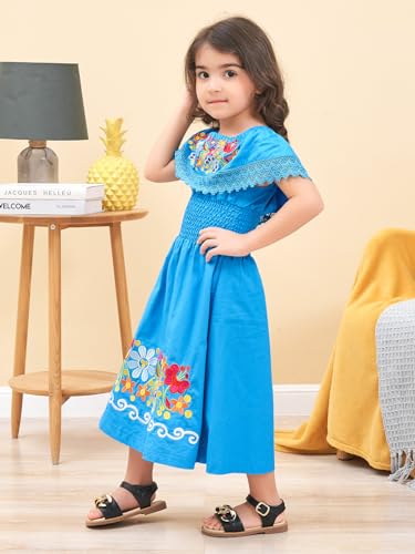Image of Mexican Dress for Girls Traditional Vestidos Mexicanos Cinco de Mayo Embroidered Dresser Toddler Kids