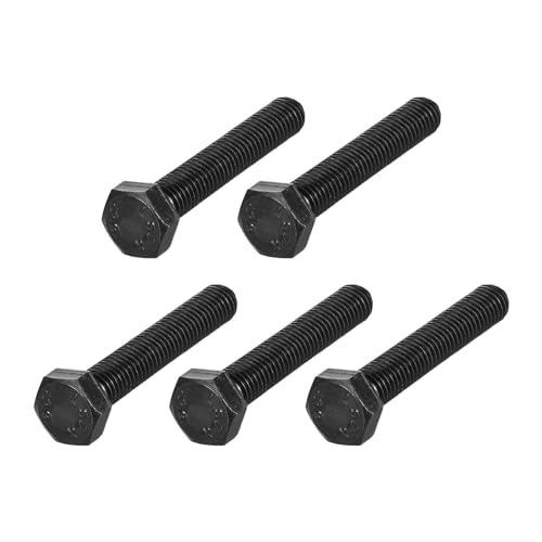 Image of METALLIXITY Hex Bolts (M10-1.5x60mm) 5Pcs, Carbon Steel Fully Threaded Black Oxide, Coarse Thread UNC Hex Head Screw Bolt - for Furniture Repair