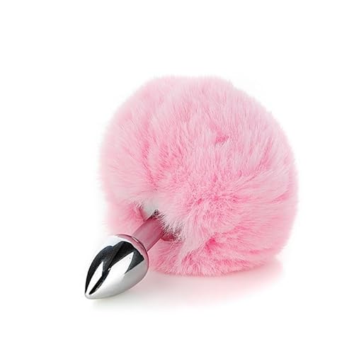 Small Anal Plug with Rabbit Bunny Tail, Sex Toys Butt Plug for Cosplay, Stainless Steel Anal Plug (Waterdrop Pink) - Waterdrop Pink