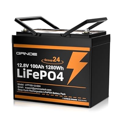 Group 24 LiFePO4 Battery 12V 100Ah, Lightweight 21.9lb Lithium Battery with 100A BMS, 4S4P Expandable, Up to 15,000 Cycles, Ideal for RV, Marine, Solar, Off-Grid, Trolling Motor, DIY Power
