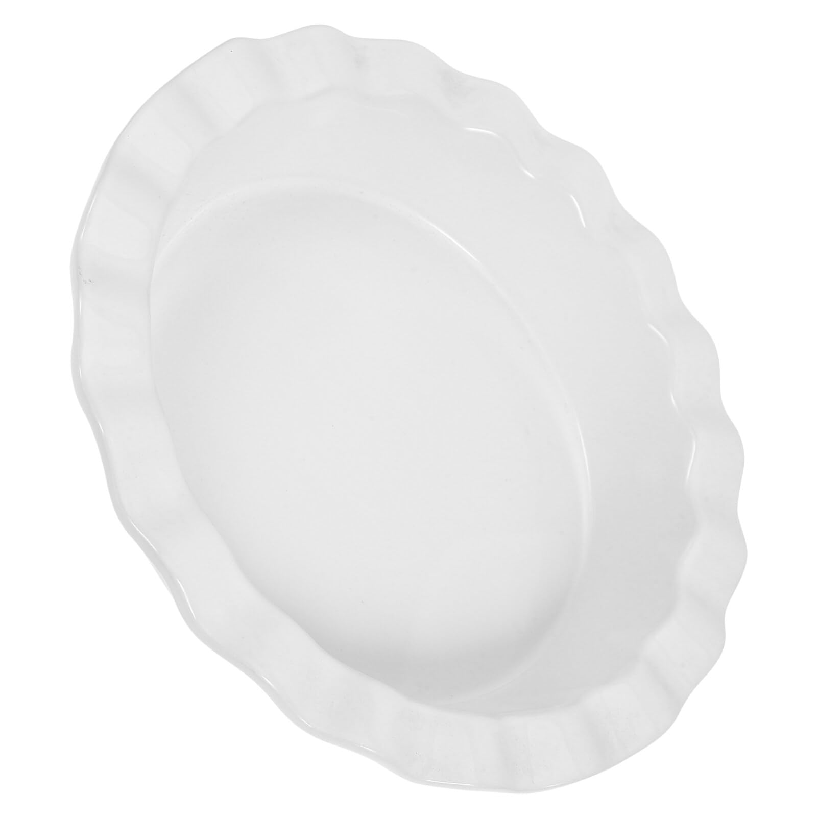 DECHOUS Teglia da Forno Rotonda Riutilizzabile, in Ceramica Bianca