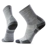 Smartwool Mens Hike Targeted Cushion Mid Crew Socks Light Gray Large