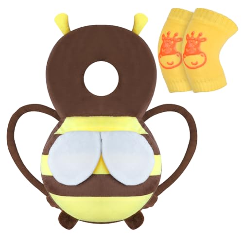 Vicloon Baby Head Protector Adjustable Baby Head Protection Safety Pad Backpack Protection Safety Pads for Baby Learning Walking Crawling Brown Bee