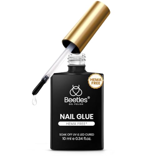 Beetles Hema Free Nail Glue Gel - 10ml TPO Free Super Strong Brush U V Nail Glue for Acrylic and Clear Press On Nails Long Lasting Extension Gel Curing Needed