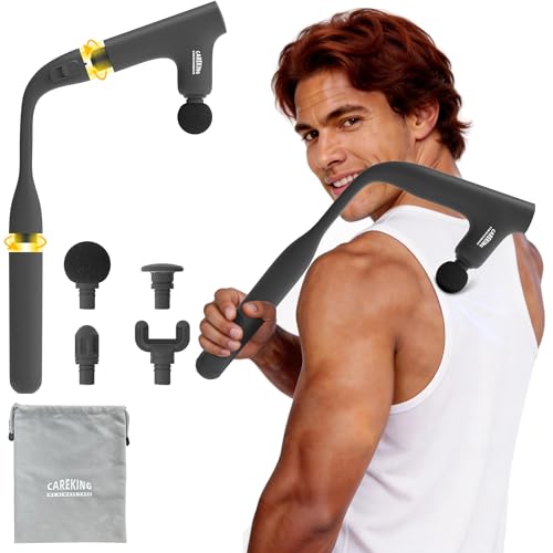 CAREKING WE ALWAYS CARE 3-in-1 Massage Gun, Deep Tissue Percussion Massager with Extended Handle for Back Pain Relief, Portable for Gym/Office/Home, FSA-HSA Eligible