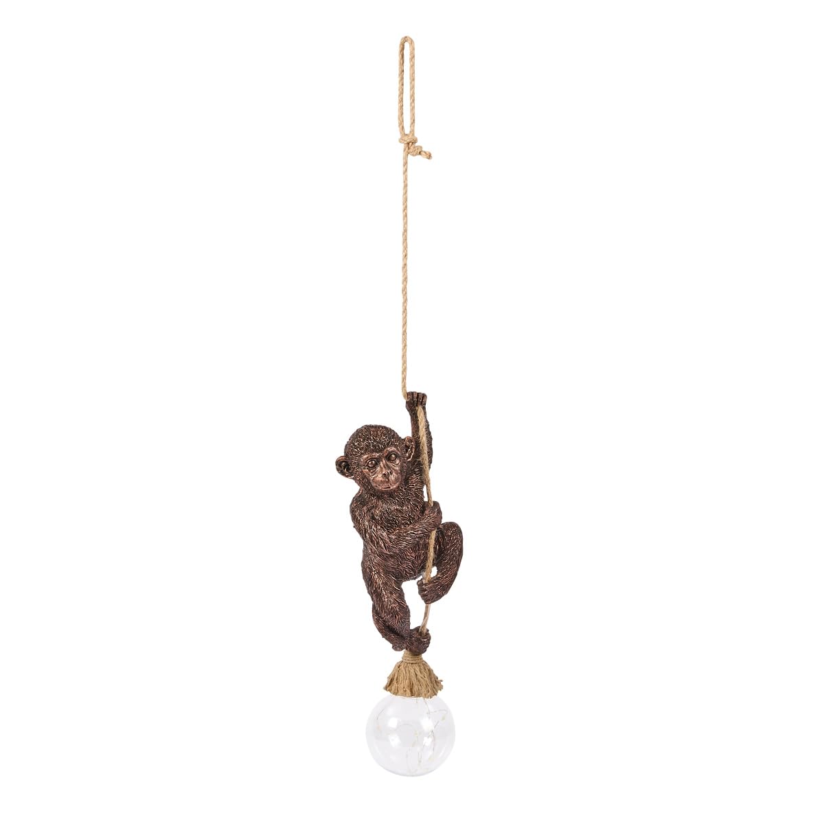 Festive Lights 34 cm bronzefarbene Solarleuchte Affe mit 12 warmweißen LEDs – Außenornament, wetterbeständig, IP44 dekorative Funktion für Bäume, Pergolen, Zäune, Terrassen und Balkone