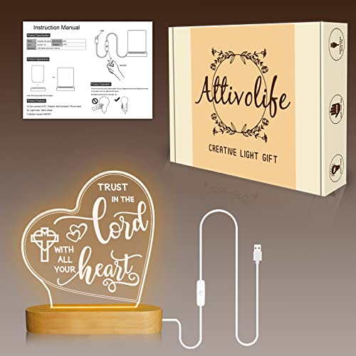 Image of Attivolife Gift Night Light, 3D LED Wooden Optical Table Lamp, Best Room Decoration, Birthday Holiday Christmas Pet Present Gifts Valentine Gift for Her Women Friend Kid Warm Color (God2)