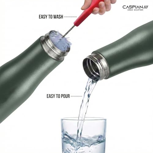 Image of CASPIAN / / / Aqua ISI Certified Stainless Steel Water Bottle 1ltr. (M Green, 1 Litre, Set of 6) | Leak Proof Thunder for Fridge Home Office Travel School Kids Boys Girls Adults Sports Gym Yoga|BPA Free