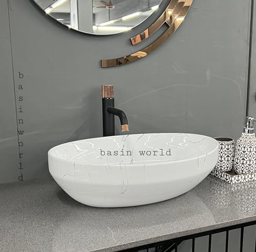 Image of IMPORTED Ceramic Wash Basin Countertop Tabletop Bathroom Sink Wash Basin (20 x 14.5 x 5.5 INCH) NCTT-442
