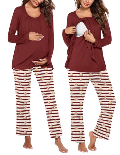 Maternity nursing pajama set with pockets