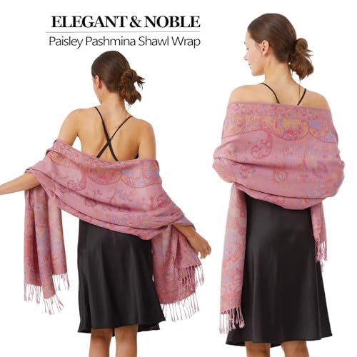 Paisley Pashmina Rave Shawl Scarf-Women's Reversible Jacquard Pashmina Wraps for Evening Dresses2