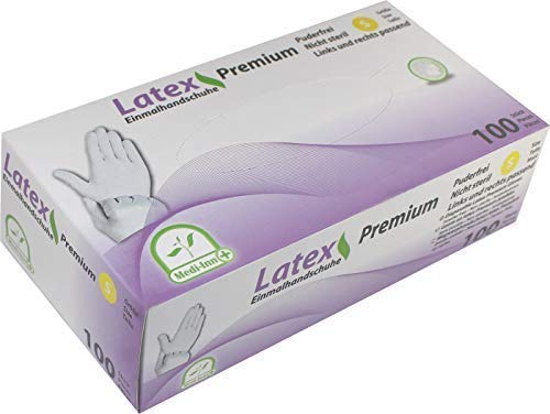 MEDI-INN Latex Premium Einweghandschuhe Größe S | 100 Stück | Latexhandschuhe weiß in praktischer Spenderbox | vielseitig einsetzbar