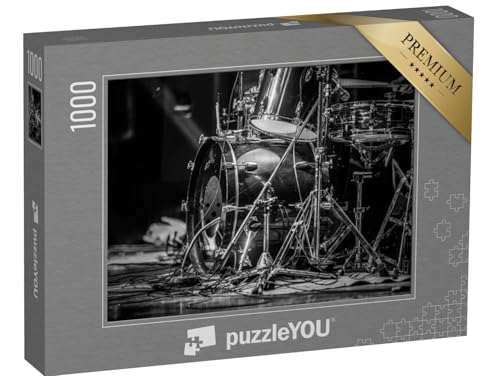 puzzleYOU: Puzzle 1000 Teile „Nahaufnahme eines Schlagzeugs, schwarz-weiß“ – aus der Puzzle-Kollektion Musik, Menschen