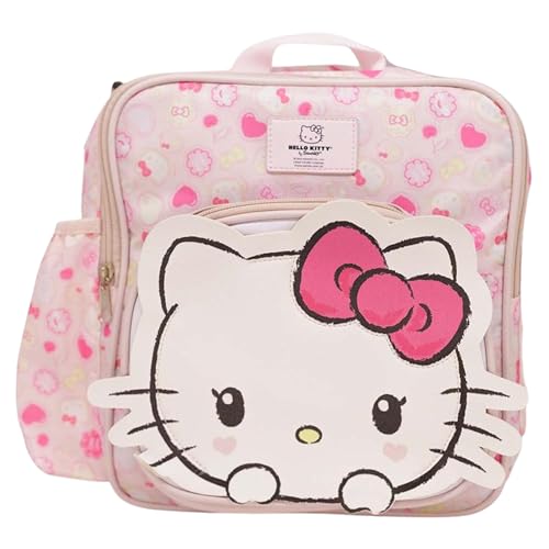 Zonacriativa - Mochila Lancheira Hello Kitty Sanrio | Compartimento principal térmico, alça transversal removível e bolsos para organização | Lanches frescos