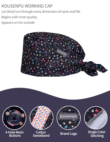 Image of Kousenpu Scrub Caps for Men, Adjustable Surgical Cap, Breathable Medical Hat for Doctors, Nurses & Healthcare Professionals