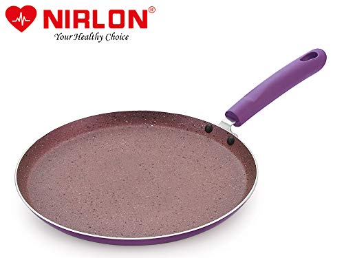 Image of Nirlon Regal Purple Pure Grade Virgin Aluminium Non-Stick Induction Base Flat Tawa 26cm|Purple