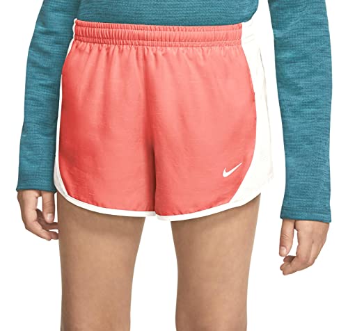 Nike Pantalones cortos Dri-Fit Tempo para correr para niñas grandes (7-16), Magic Ember/White, X-Large