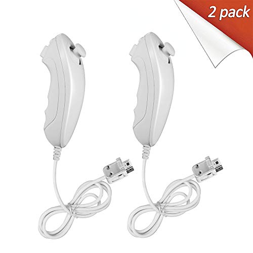 2 Pack Nunchuck Replacement Controller for Wii Video Games, kiwitatá Nunchuck Remote Controller