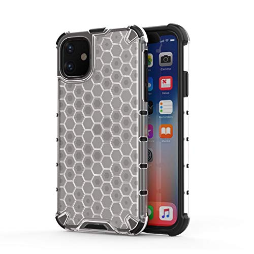 Image of Glasgow | for Apple iPhone 11 Honeycomb Pattern Back Case Cover for Apple iPhone 11 with 4 Bumper Corners and Military Grade Protection - Transparent