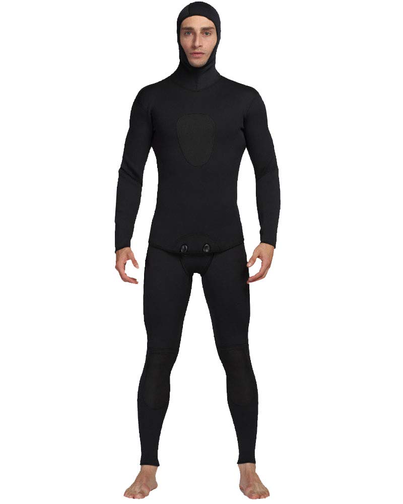 Traje de Neopreno elástico de 3 mm para Hombres Trajes de Buceo de Cuerpo Completo de Dos Piezas con Tirantes y Chaqueta con Capucha para Pesca submarina Natación Surf Snorkeling