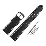 Generico Compatibile con Tudor Black Bay 1958 39mm 41mm GMT Pelagos cinturino in pelle di vacchetta 20mm 22mm in da uomo in acciaio inossidabile fibbia pieghevole(Black White blackpin,22mm)